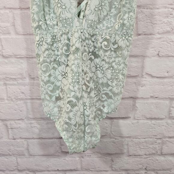 MM We Are HaH Coming In Haht Lace Bodysuit Lingerie Something Blue Teal L NWT - Picture 3 of 9